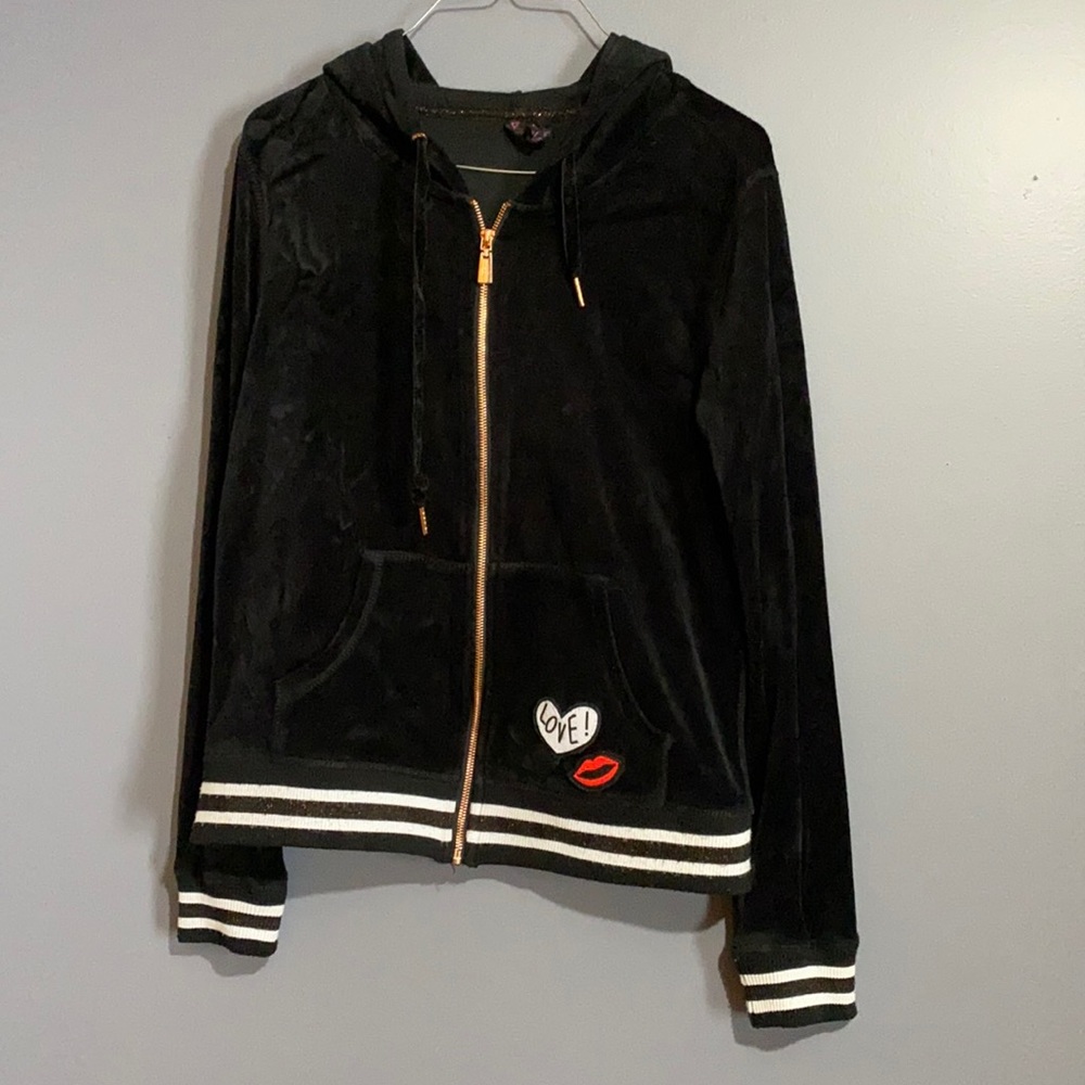 Betsey Johnson Sweatshirt Hoody Medium Velour
